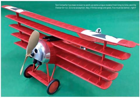 Red Fokker Dr-I model with five wings