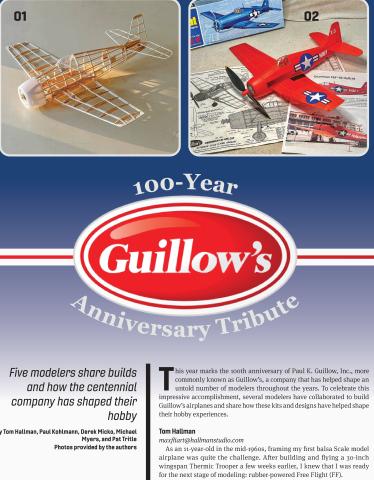 Balsa framework of a model airplane beside Guillow’s model-kit boxes.