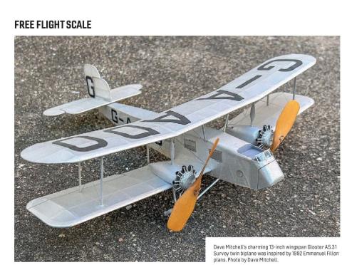 Silver Gloster AS.31 Survey twin biplane model on pavement